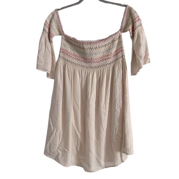 Umgee Boho Festival Lined Ivory Mini Dress- Size S - Picture 2 of 8